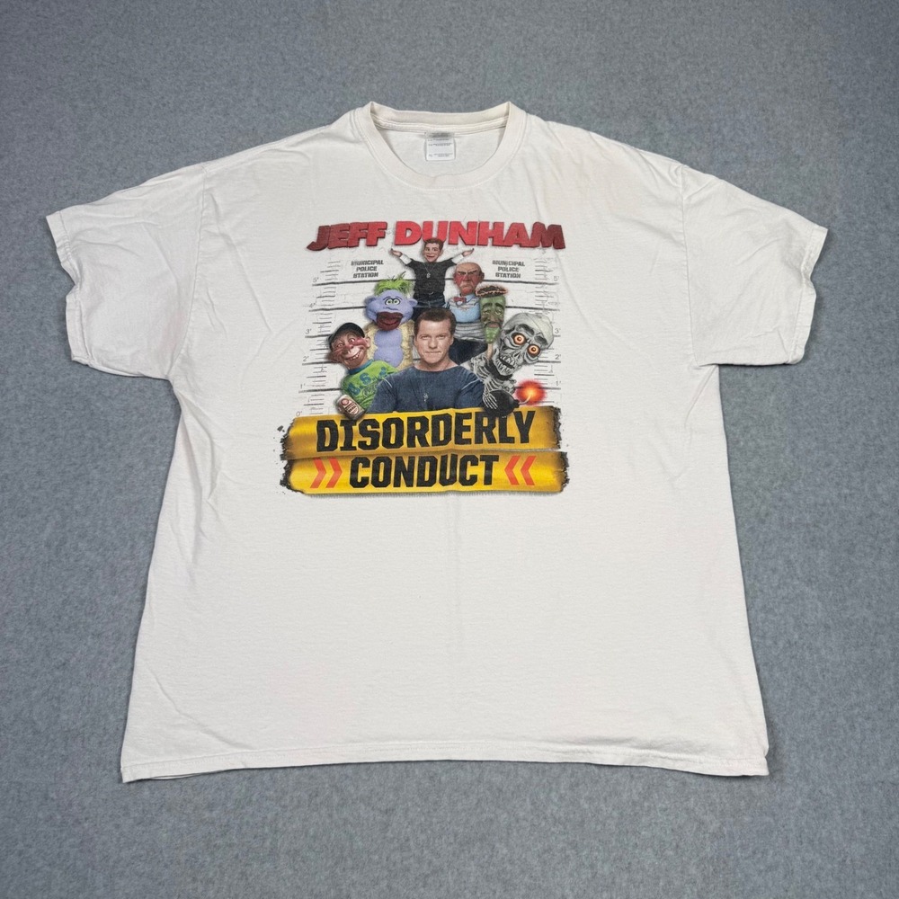 Jeff Dunham Disorderly Conduct Tour Graphic T-Shirt Mens XL White Gildan Cotton
